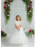 Ivory Lace Tulle Ankle Length Flower Girl Dress